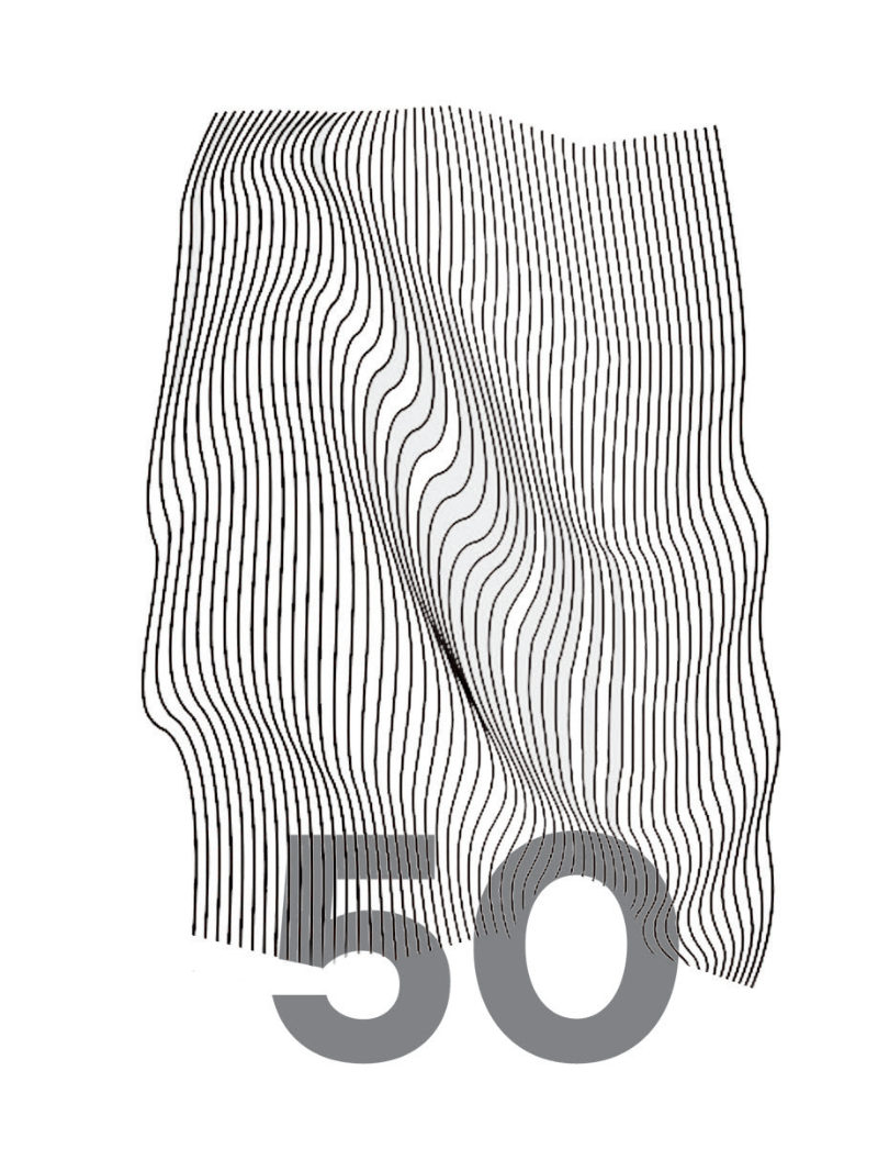 제40회 한마전 도록 표지 — 흐르는 선들이 숫자 50을 이루는 그래픽